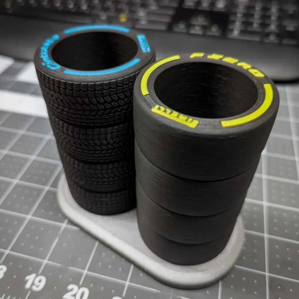 Racing Tyre Pen Holder | Motorsport Desk Organiser, Formula Style Office Decor Gift for Car Fans - MoreMiniaturesStudio