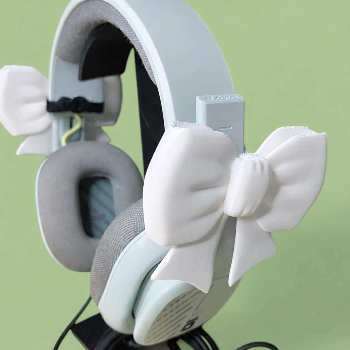 Bow Headphone Accessories • Clip-On Ribbon Set for Headsets • Decor for Gaming & Desk Setups - ThreadaliciousUK