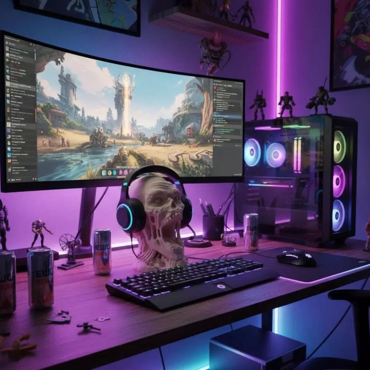 Zombie Head Headphone Stand • Horror Desk Holder • Undead Skull Headset Display for Gaming or Office Setups - ThreadaliciousUK