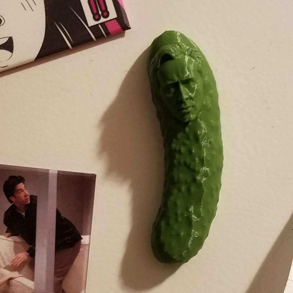 Celebrity Pickle Magnet • Surreal Face Vegetable Decor • Novelty Fridge or Desk Magnet - MoreMiniaturesStudio