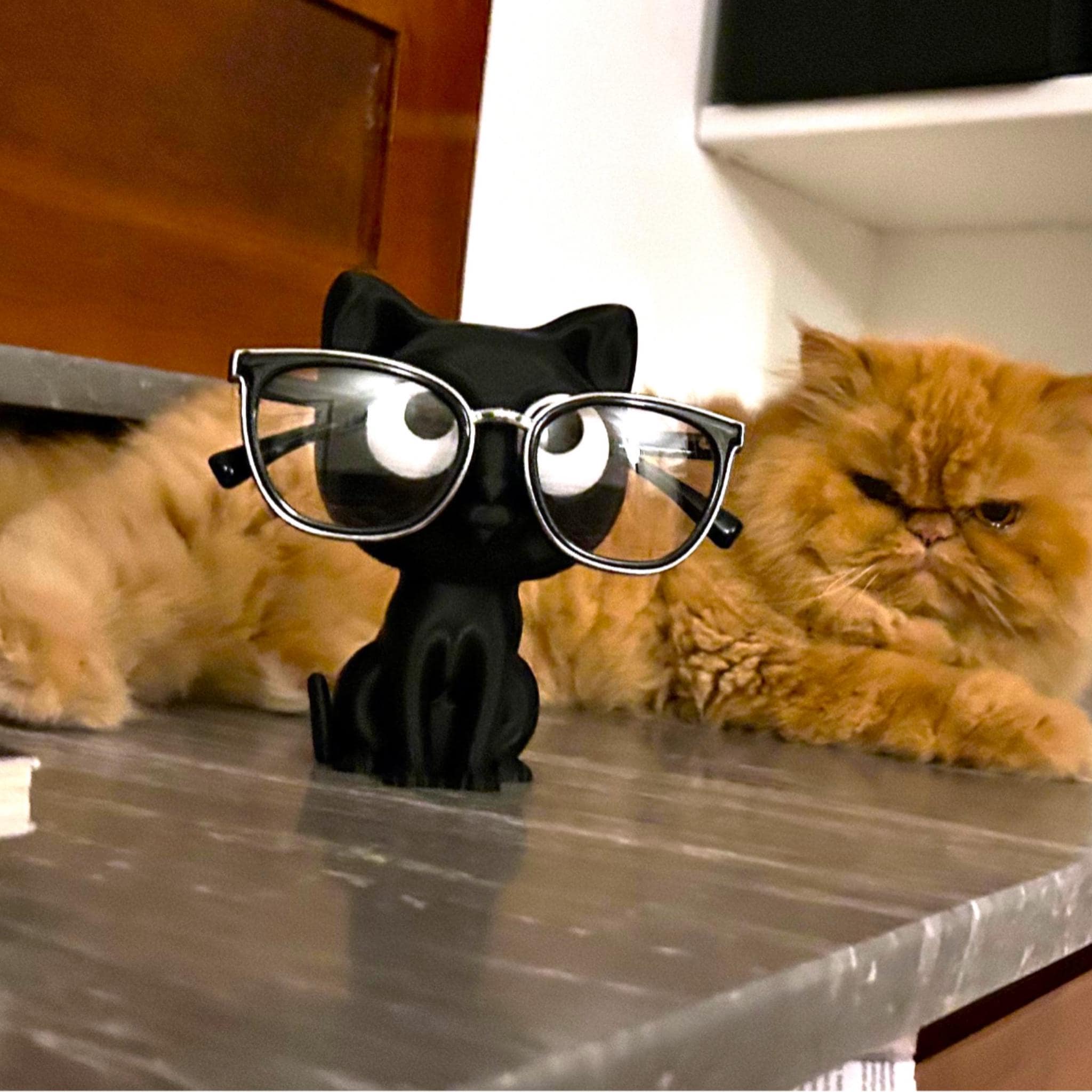 Cat Glasses Holder • Desk Eyewear Stand • Cat Decor Glasses Rest • Spectacles Holder for Desk or Bedside - MoreMiniaturesStudio