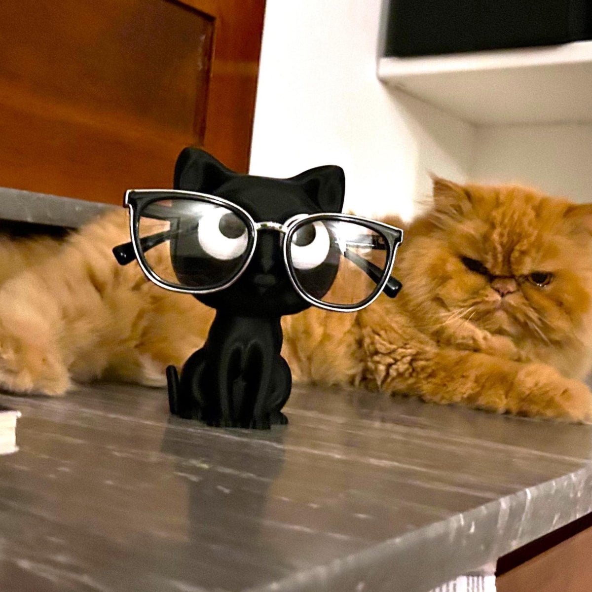 Cat Glasses Holder • Desk Eyewear Stand • Cat Decor Glasses Rest • Spectacles Holder for Desk or Bedside - MoreMiniaturesStudio