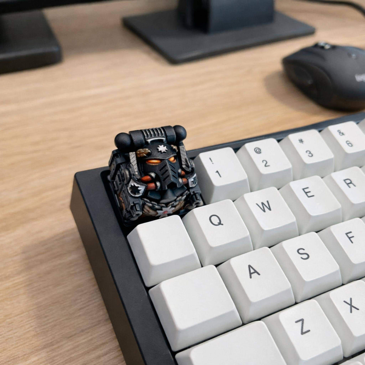 Armoured Space Knight Keycap • Sci-Fi Warrior Mechanical Keyboard Key • Grim Dark Desk Accent • Artisan Style Keycap - MoreMiniaturesStudio