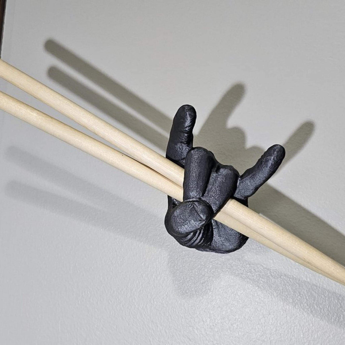 Rock Hand Drumstick Holder | Wall Mounted Drum Stick Display | Music Room Decor for Drummers & Studios - MoreMiniaturesStudio