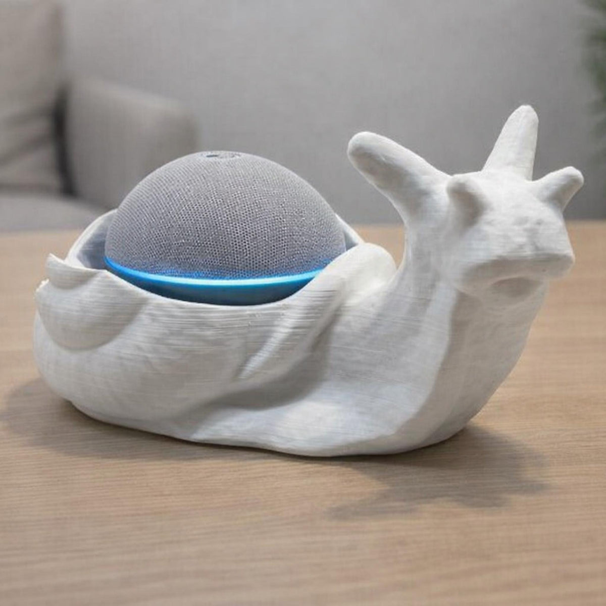 Snail Echo Dot Stand | Cute Animal Smart Speaker Holder | Desk, Shelf & Bedside Home Decor Accessory - MoreMiniaturesStudio