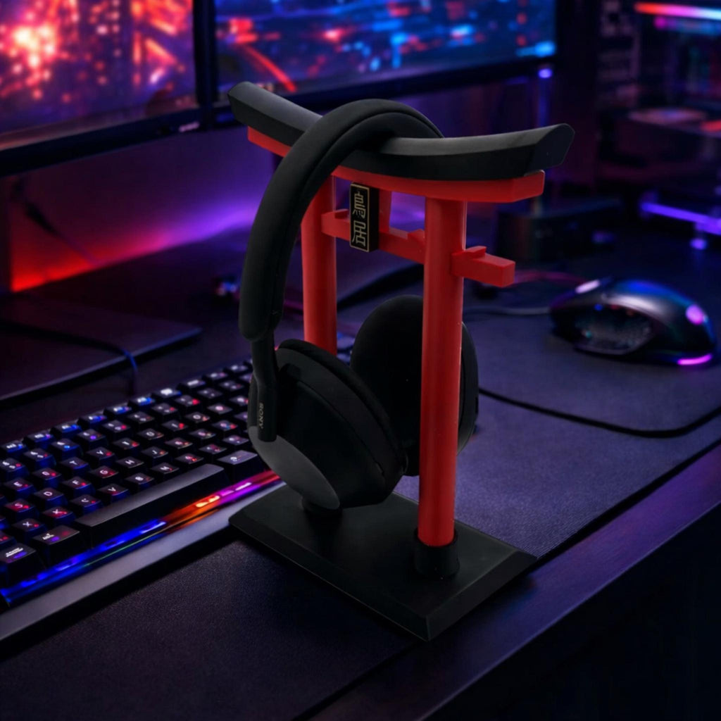 Japanese Torii Gate Headphone Stand | Zen Inspired Desk & Gaming Setup Headset Holder Display - MoreMiniaturesStudio