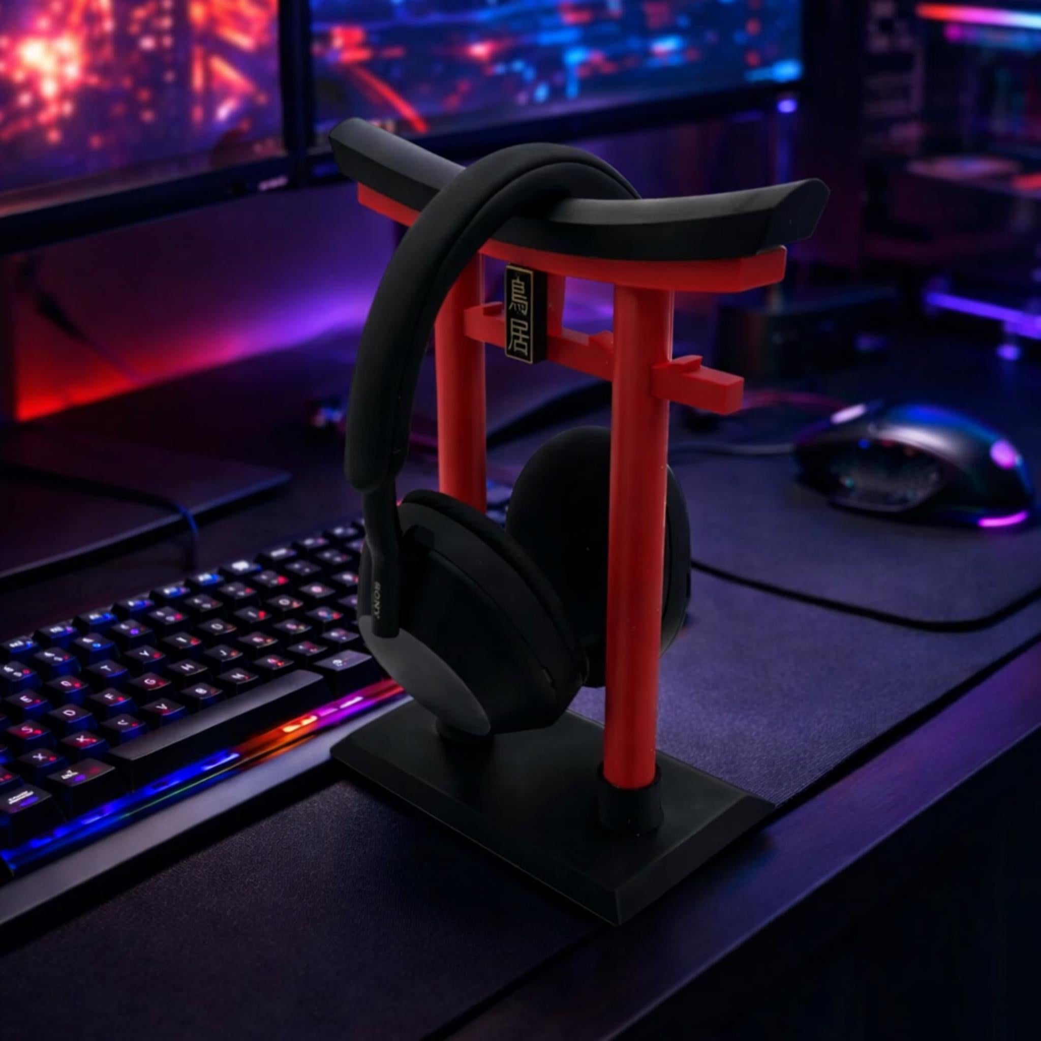 Japanese Torii Gate Headphone Stand | Zen Inspired Desk & Gaming Setup Headset Holder Display - MoreMiniaturesStudio