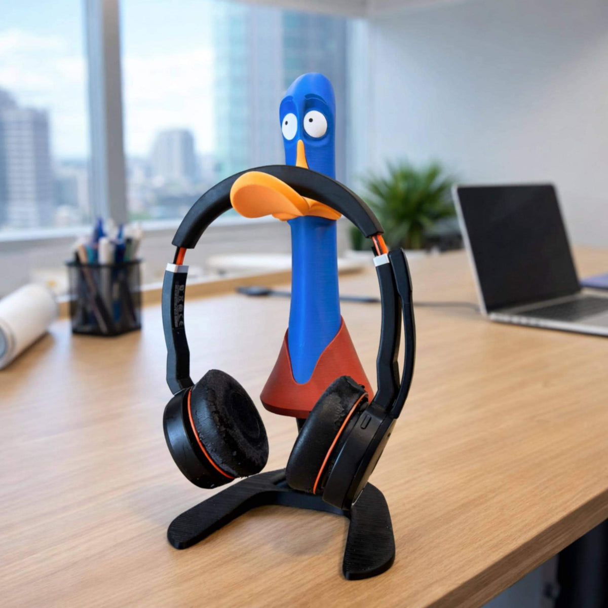Awkward Duck Headphone Stand | Funny Desk Headset Holder for Home Office, Gaming Setup & Unique Gifts - MoreMiniaturesStudio