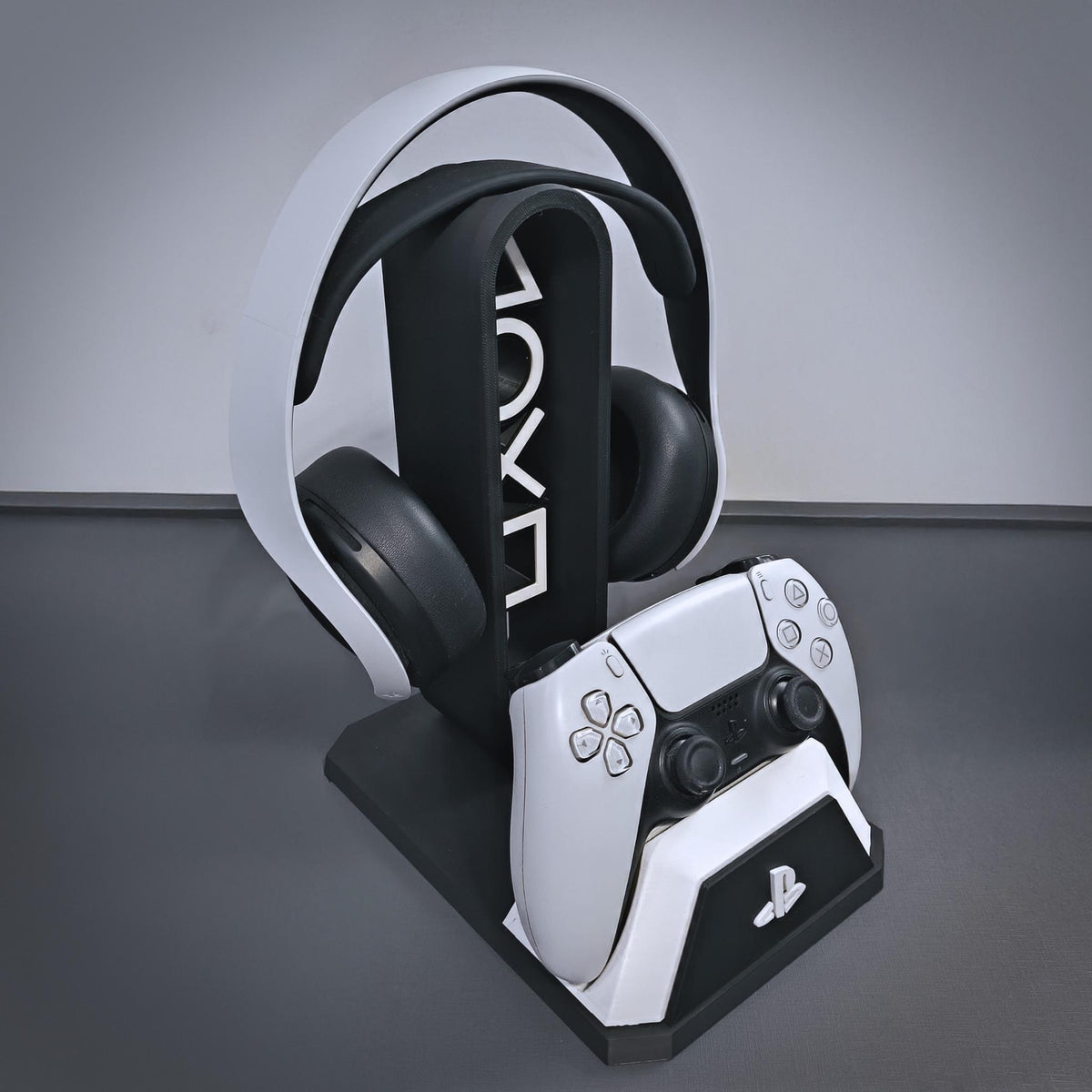 Modern Gaming Controller & Headset Stand | Minimal Desk Display Holder for Console Setups, Streamers/Gamers - MoreMiniaturesStudio
