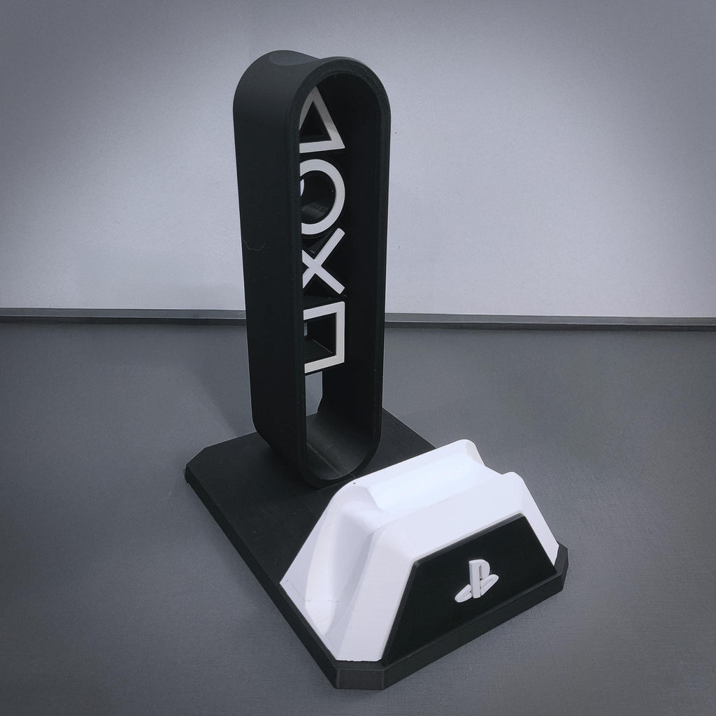 Modern Gaming Controller & Headset Stand | Minimal Desk Display Holder for Console Setups, Streamers/Gamers - MoreMiniaturesStudio