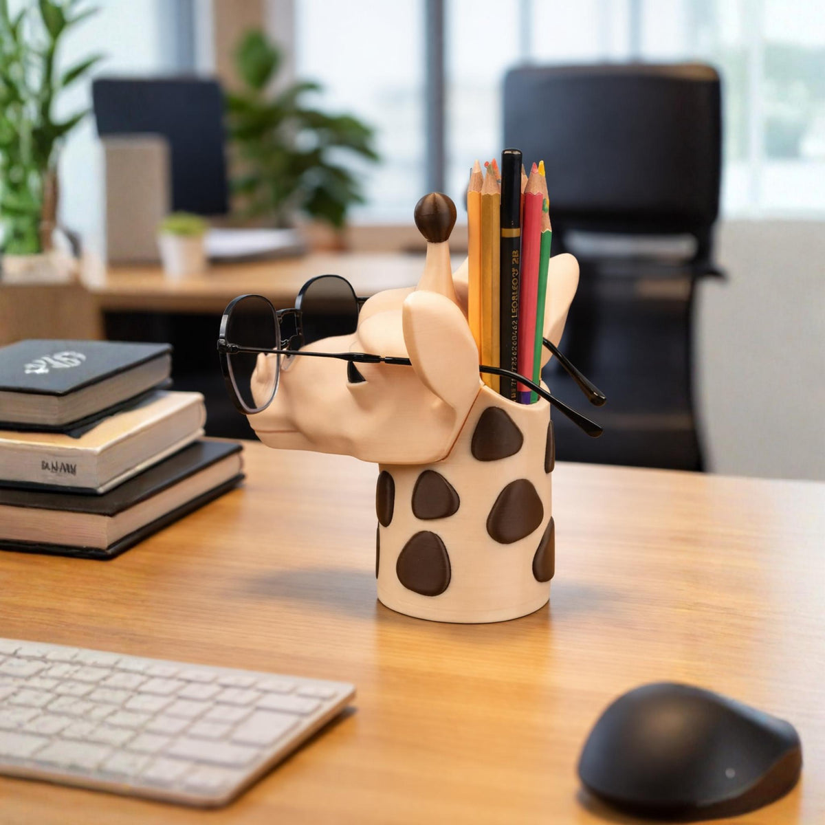 Giraffe Glasses & Pen Holder | Cute Desk Organiser, Animal Office Decor, Fun Gift for Home or Work - MoreMiniaturesStudio