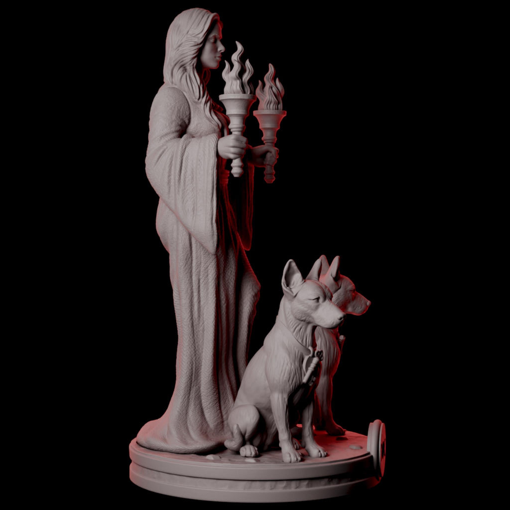 Hecate Goddess Statue Figurine | Triple Moon Witch Decor | Pagan Altar Display | Greek Mythology Sculpture | Wiccan Gift - MoreMiniaturesStudio