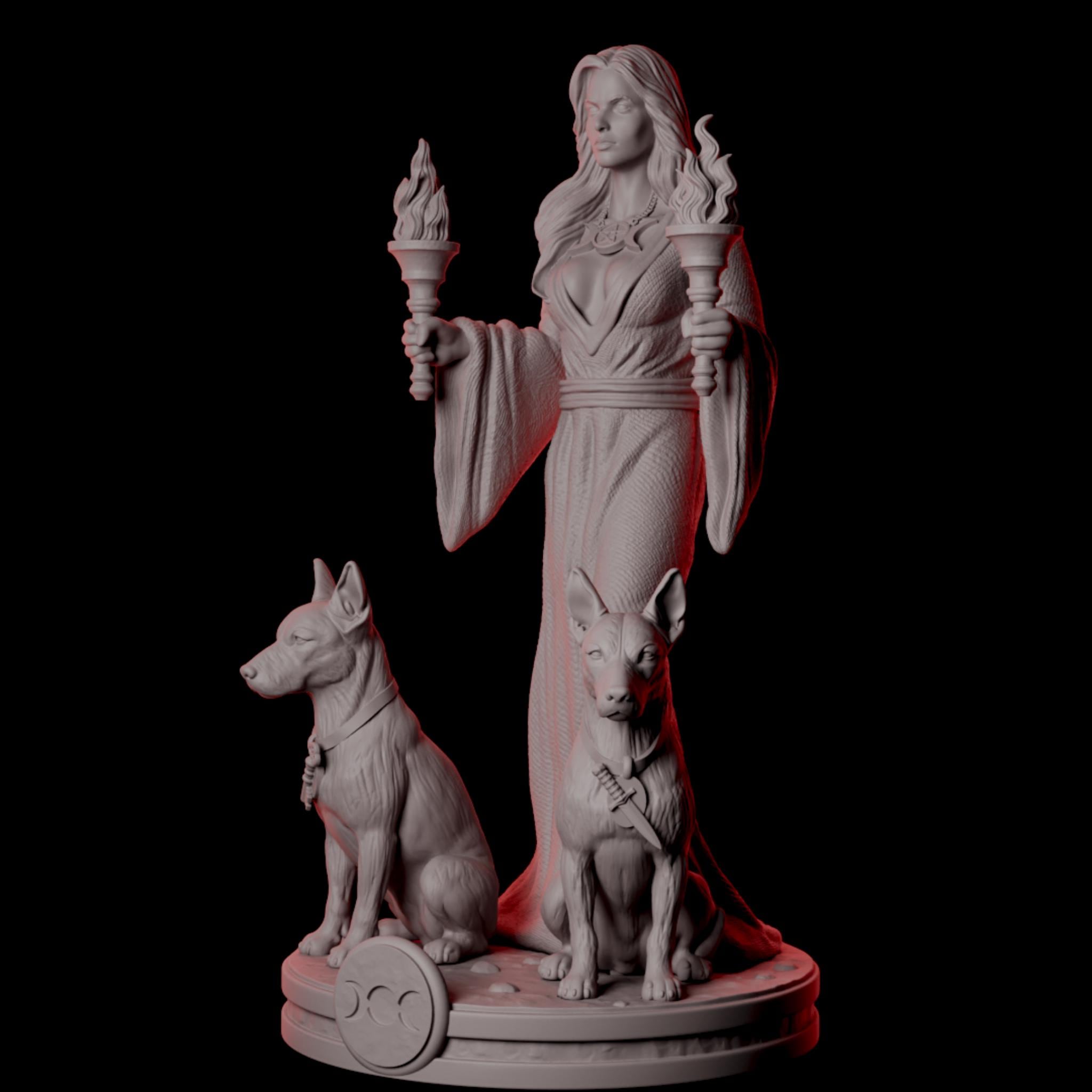 Hecate Goddess Statue Figurine | Triple Moon Witch Decor | Pagan Altar Display | Greek Mythology Sculpture | Wiccan Gift - MoreMiniaturesStudio