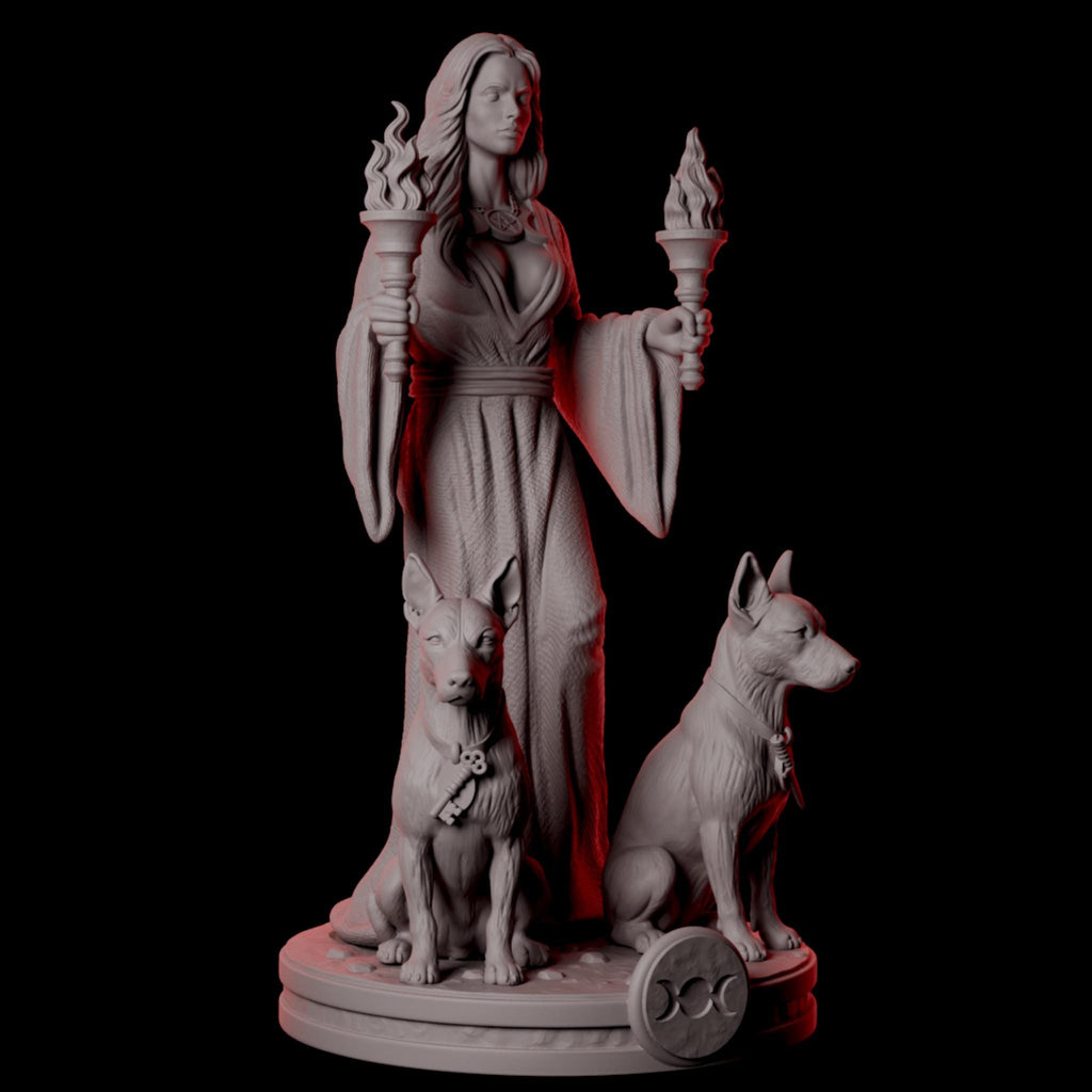 Hecate Goddess Statue Figurine | Triple Moon Witch Decor | Pagan Altar Display | Greek Mythology Sculpture | Wiccan Gift - MoreMiniaturesStudio