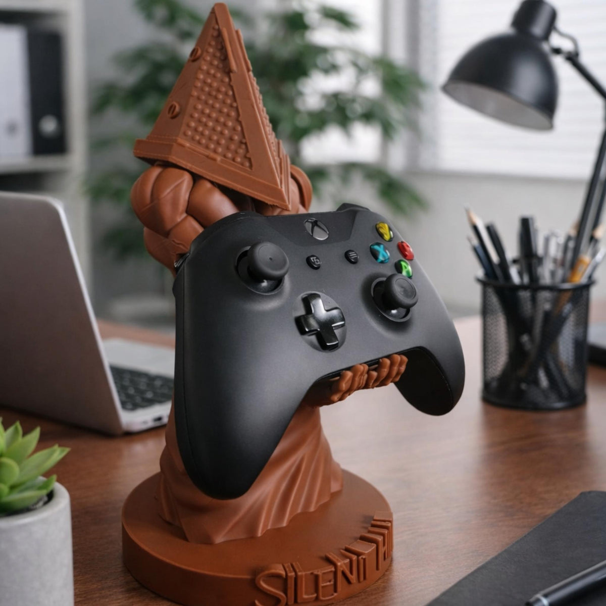 Horror Pyramid Controller Holder Stand | Gamepad Display Dock | Gothic Gamer Desk Decor | Controller Storage | Gift for Gamers - MoreMiniaturesStudio