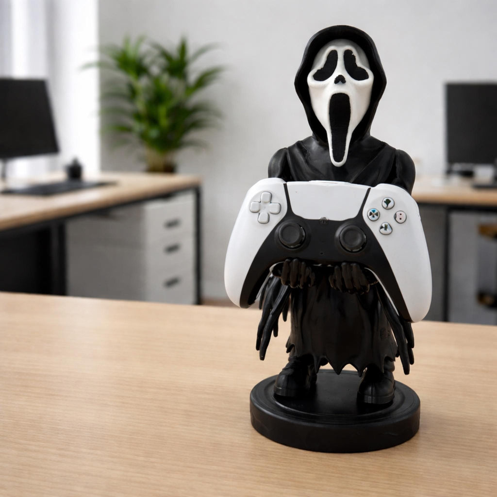 Horror Mask Controller Holder Stand | Gamepad Display Dock | Spooky Gamer Desk Decor | Controller Storage | Gift for Gamers - MoreMiniaturesStudio