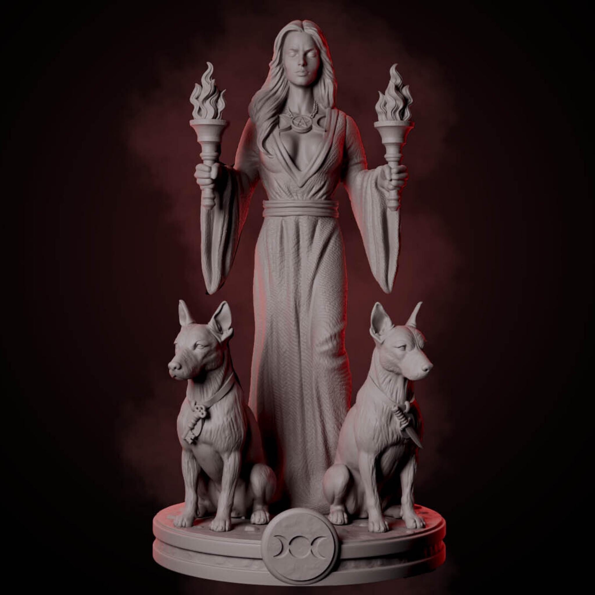 Hecate Goddess Statue Figurine | Triple Moon Witch Decor | Pagan Altar Display | Greek Mythology Sculpture | Wiccan Gift - MoreMiniaturesStudio