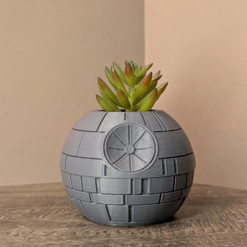 Space Station Plant Pot | Death Star Style Succulent Planter | Sci Fi Desk Decor | Mini Indoor Plant Holder | Nerd Gift - StickShopUK