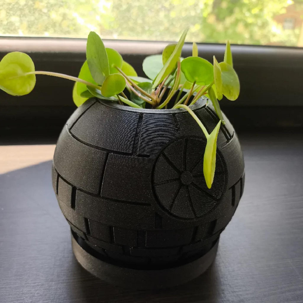Space Station Plant Pot | Death Star Style Succulent Planter | Sci Fi Desk Decor | Mini Indoor Plant Holder | Nerd Gift - StickShopUK