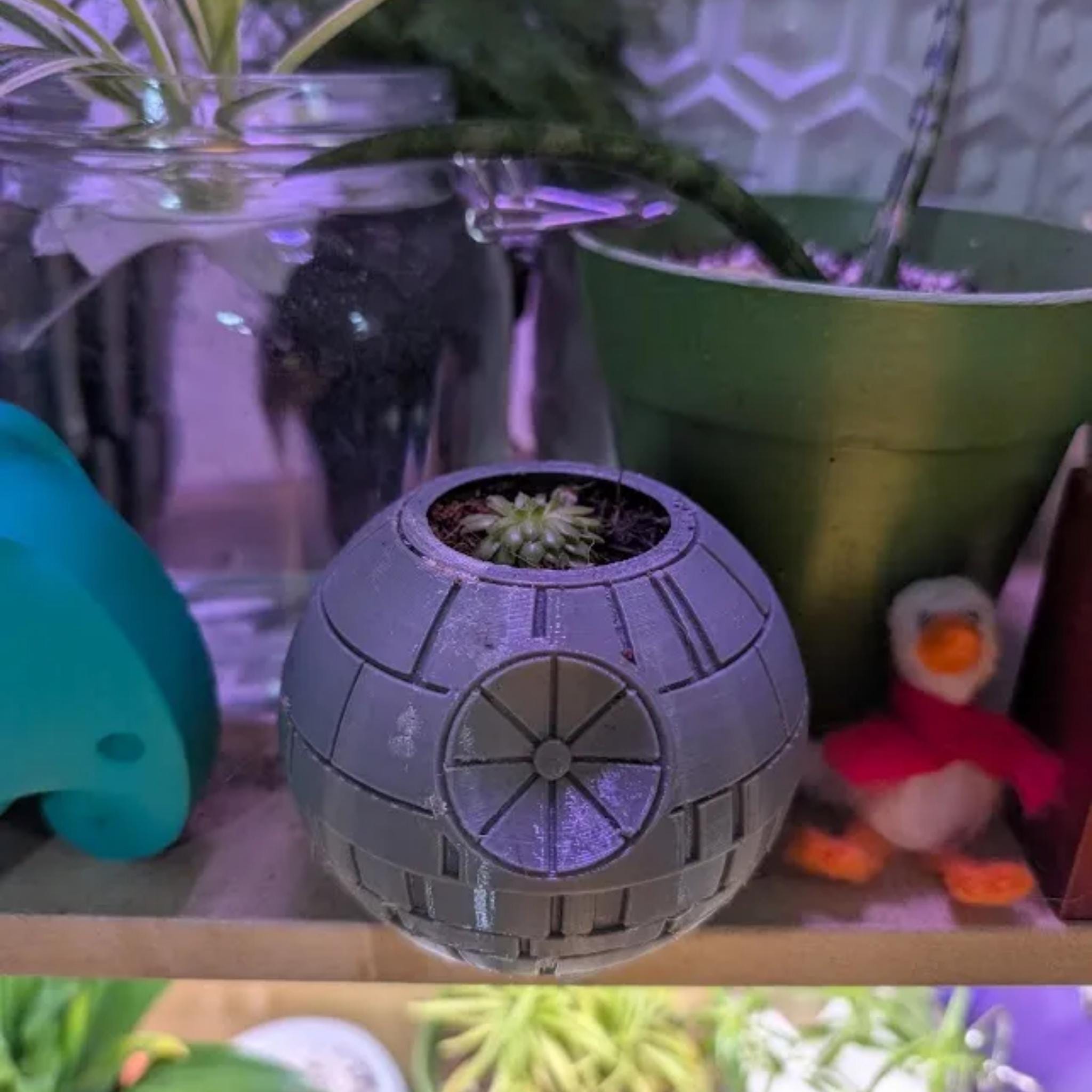 Space Station Plant Pot | Death Star Style Succulent Planter | Sci Fi Desk Decor | Mini Indoor Plant Holder | Nerd Gift - StickShopUK