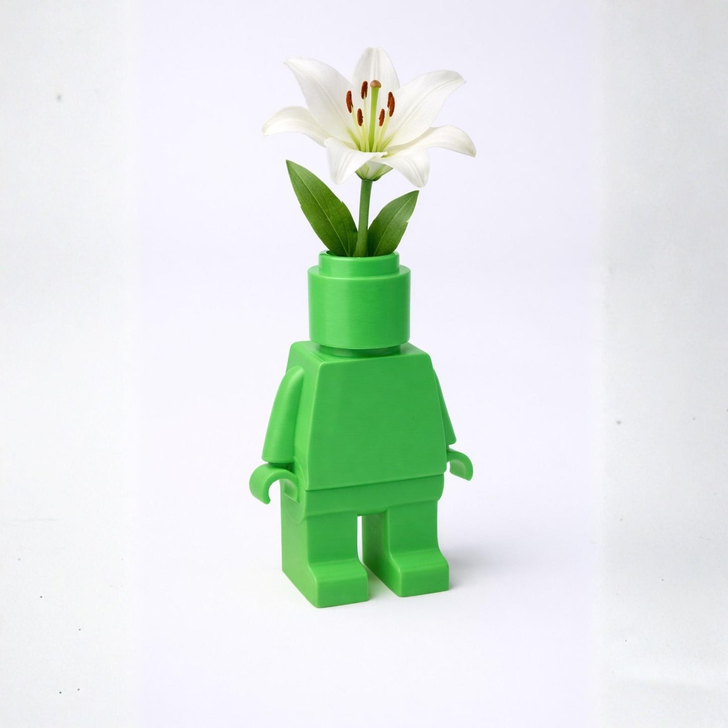 Brick Figure Flower Vase, Toy Inspired Mini Planter, Cute Desk Decor, Quirky Home Ornament, Gift for Plant Lovers - StickShopUK