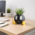 Retro Bomb Character Planter Pot, Gamer Desk Succulent Holder, Cute Anime Pen Organiser, Kawaii Gaming Room Decor Gift - StickShopUK