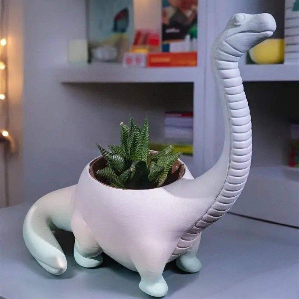 Long Neck Dinosaur Planter Pot, Cute Sauropod Succulent Holder, Kawaii Desk Plant Pot, Prehistoric Home Decor Gift - StickShopUK