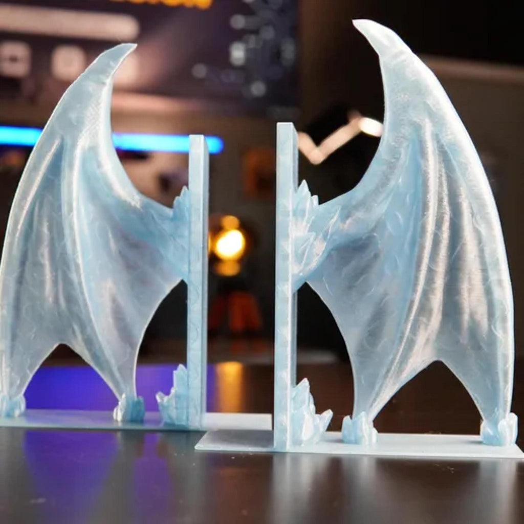 Crystal Wings Bookends, Fantasy Dragon Wing Book Holder, Gothic Shelf Decor, Book Lover Gift, Desk Library Decor - StickShopUK