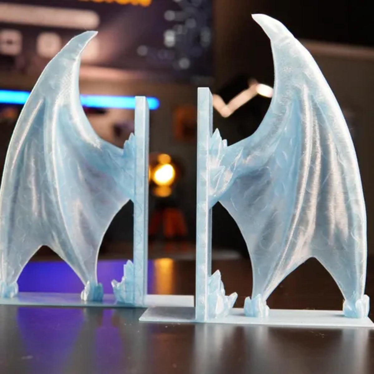 Crystal Wings Bookends, Fantasy Dragon Wing Book Holder, Gothic Shelf Decor, Book Lover Gift, Desk Library Decor - StickShopUK