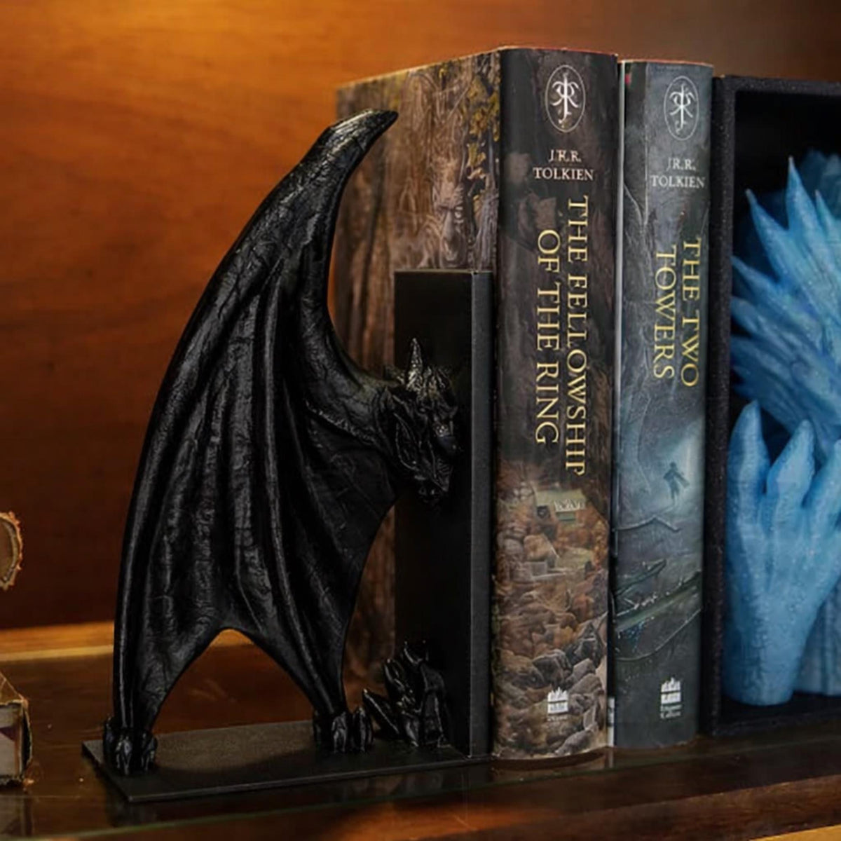 Crystal Wings Bookends, Fantasy Dragon Wing Book Holder, Gothic Shelf Decor, Book Lover Gift, Desk Library Decor - StickShopUK