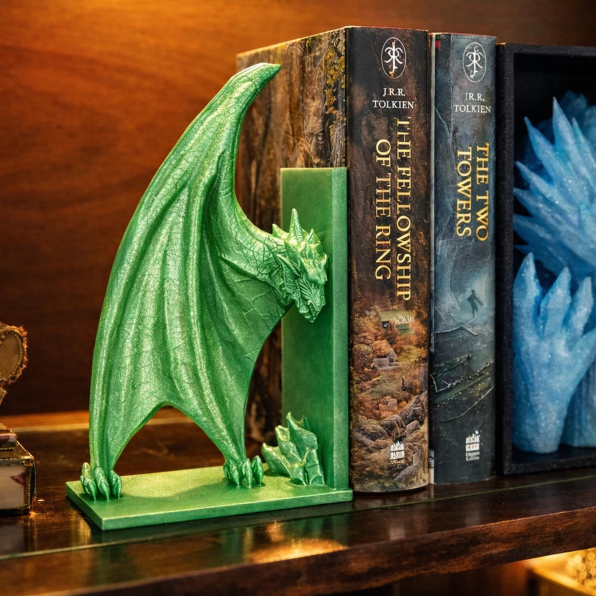Crystal Wings Bookends, Fantasy Dragon Wing Book Holder, Gothic Shelf Decor, Book Lover Gift, Desk Library Decor - StickShopUK