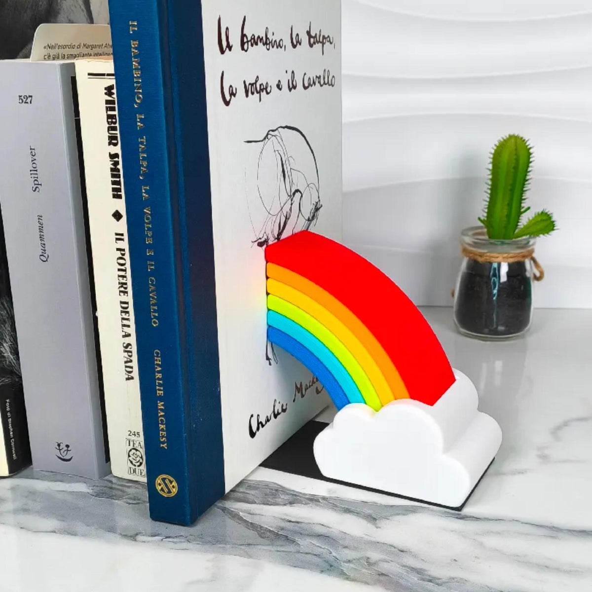 Rainbow Bookends Set – Colourful Cloud Shelf Decor – Cute Nursery Book Holder – Kids Room & Classroom Bookend Gift - StickShopUK