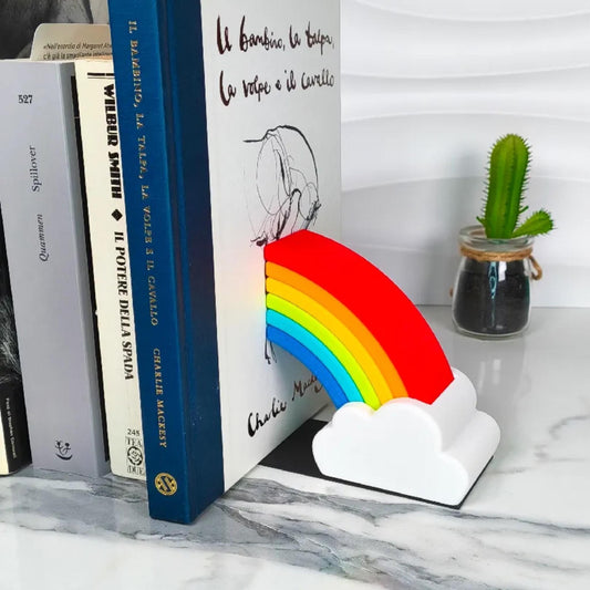 Rainbow Bookends Set – Colourful Cloud Shelf Decor – Cute Nursery Book Holder – Kids Room & Classroom Bookend Gift - StickShopUK