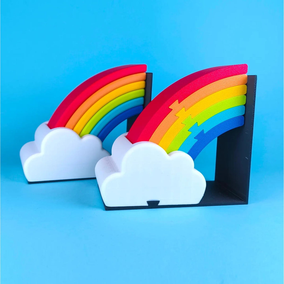 Rainbow Bookends Set – Colourful Cloud Shelf Decor – Cute Nursery Book Holder – Kids Room & Classroom Bookend Gift - StickShopUK