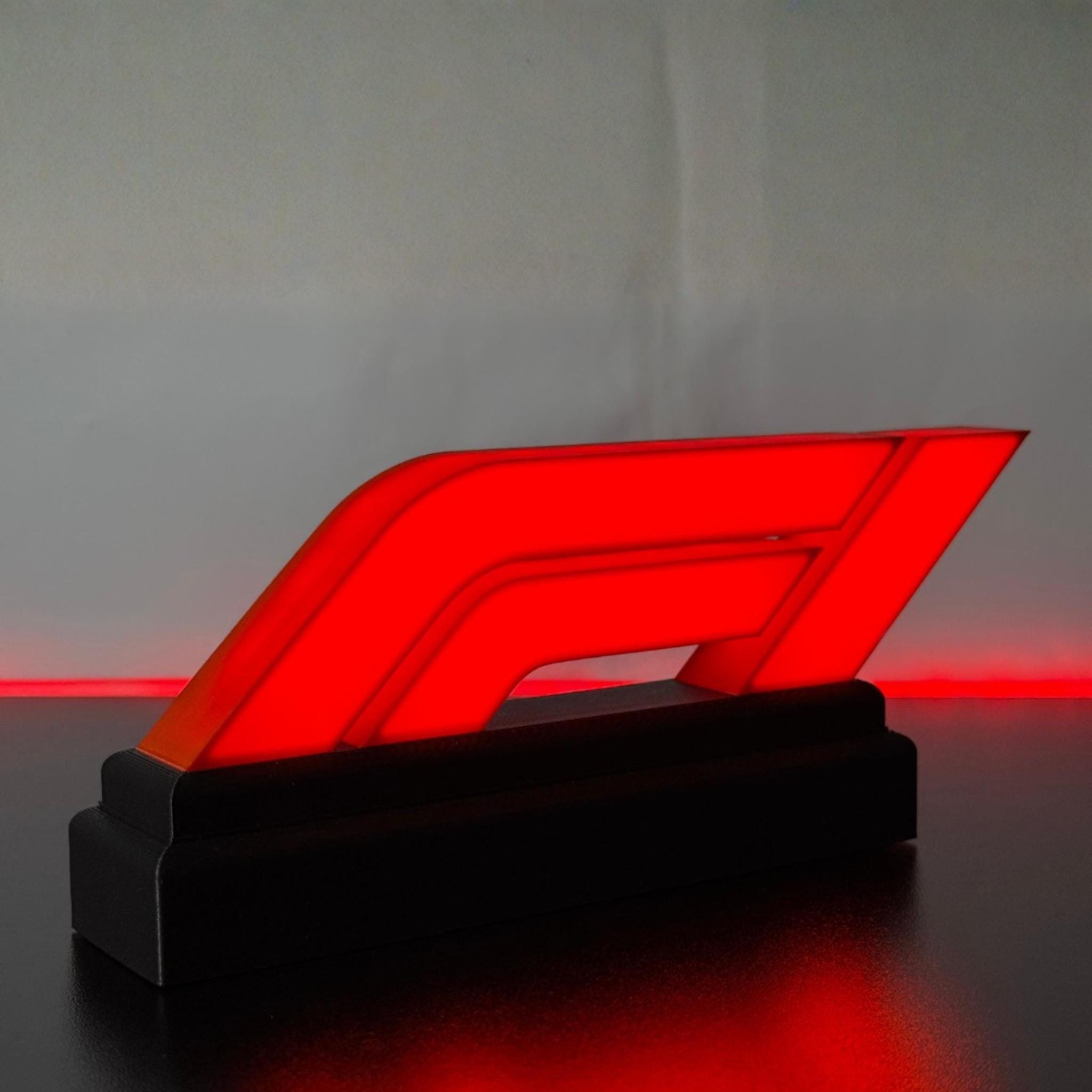 Racing Inspired LED Logo Sign, Motorsport Desk Light, Formula Style Gaming Decor, Car Enthusiast Gift, Man Cave Display - StickShopUK