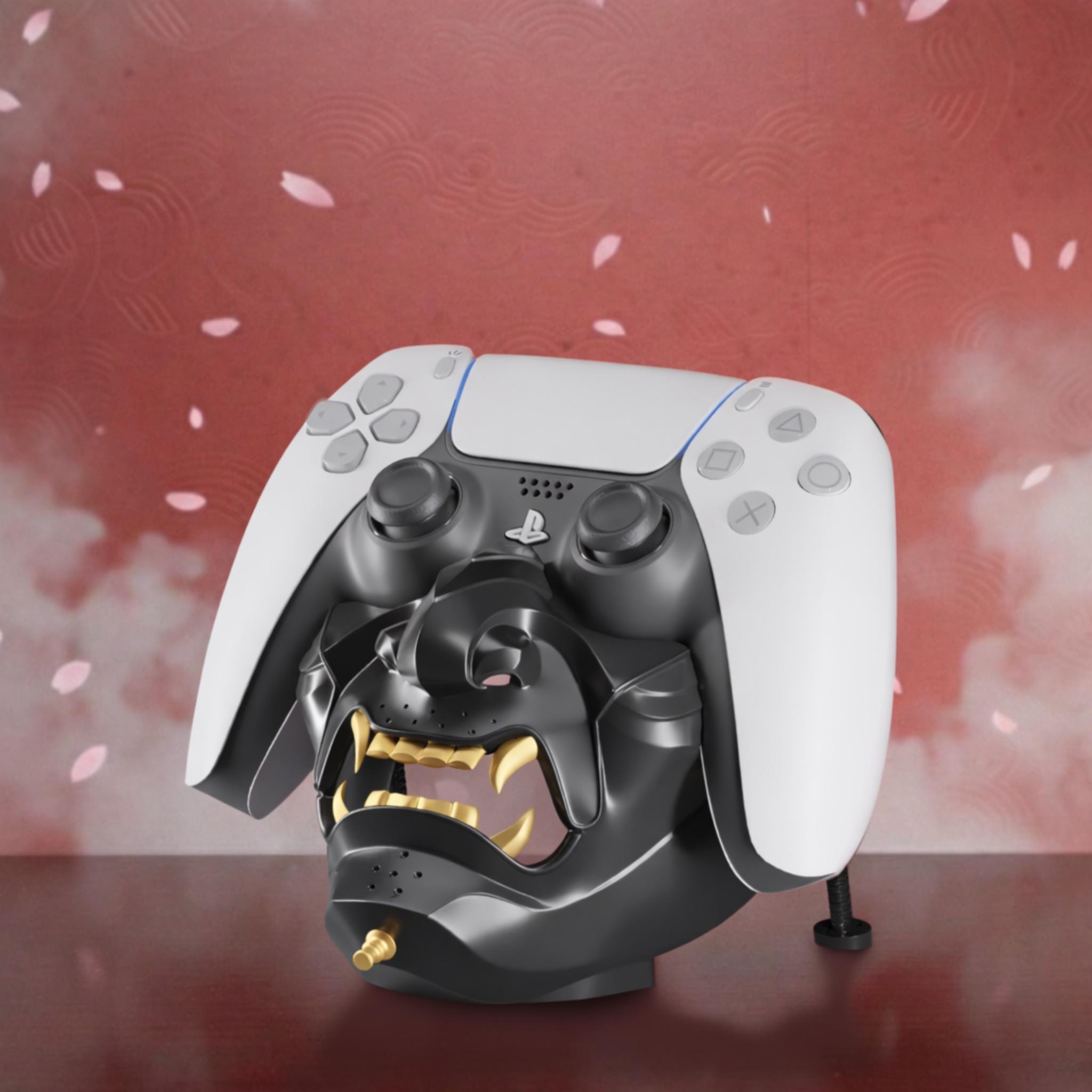 Samurai Mask Controller Holder Japanese Oni Style Gaming Controller Stand Gamer Desk Decor Console Controller Display Stand - StickShopUK
