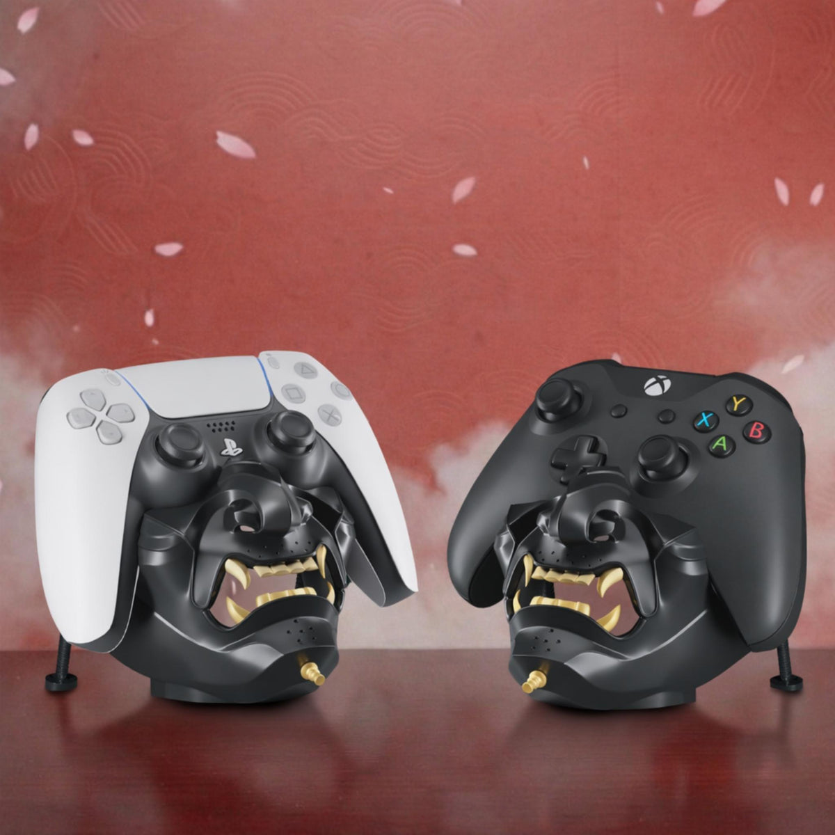 Samurai Mask Controller Holder Japanese Oni Style Gaming Controller Stand Gamer Desk Decor Console Controller Display Stand - StickShopUK