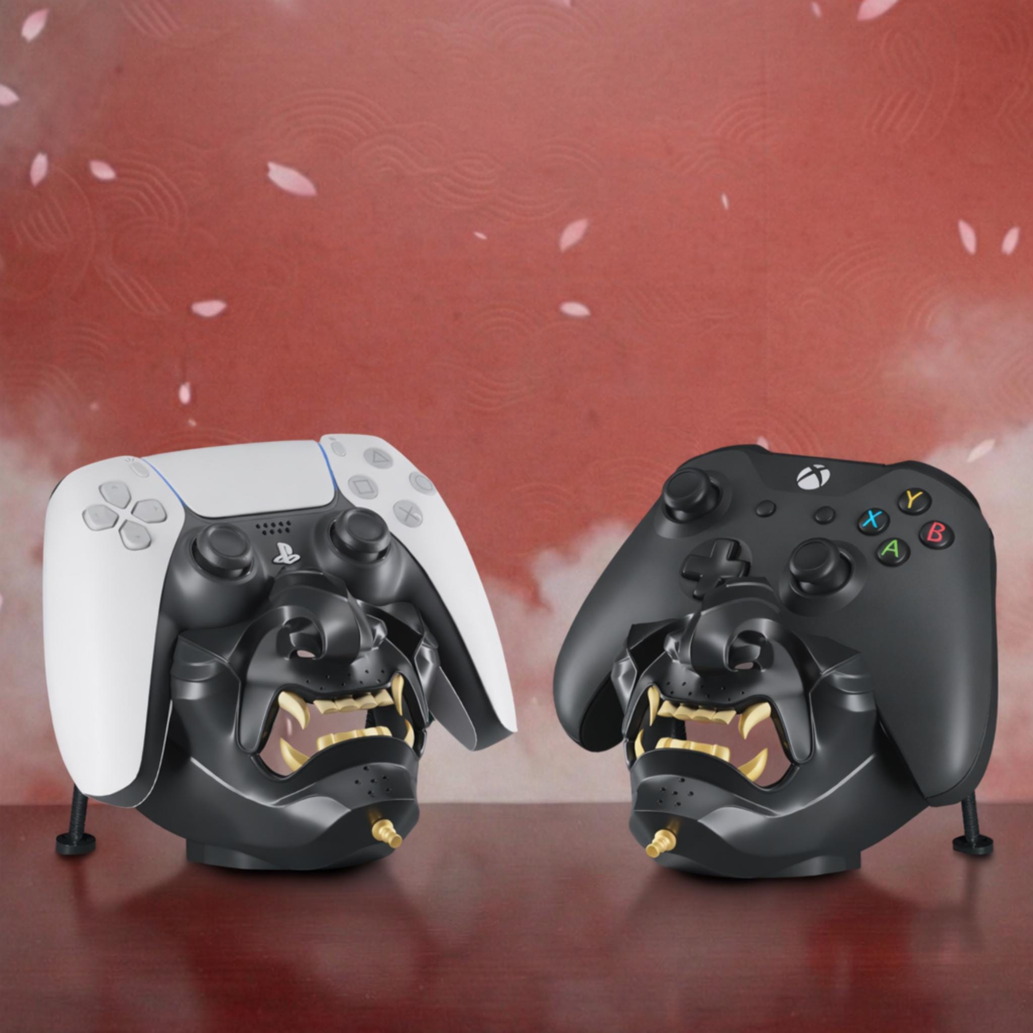Samurai Mask Controller Holder Japanese Oni Style Gaming Controller Stand Gamer Desk Decor Console Controller Display Stand - StickShopUK
