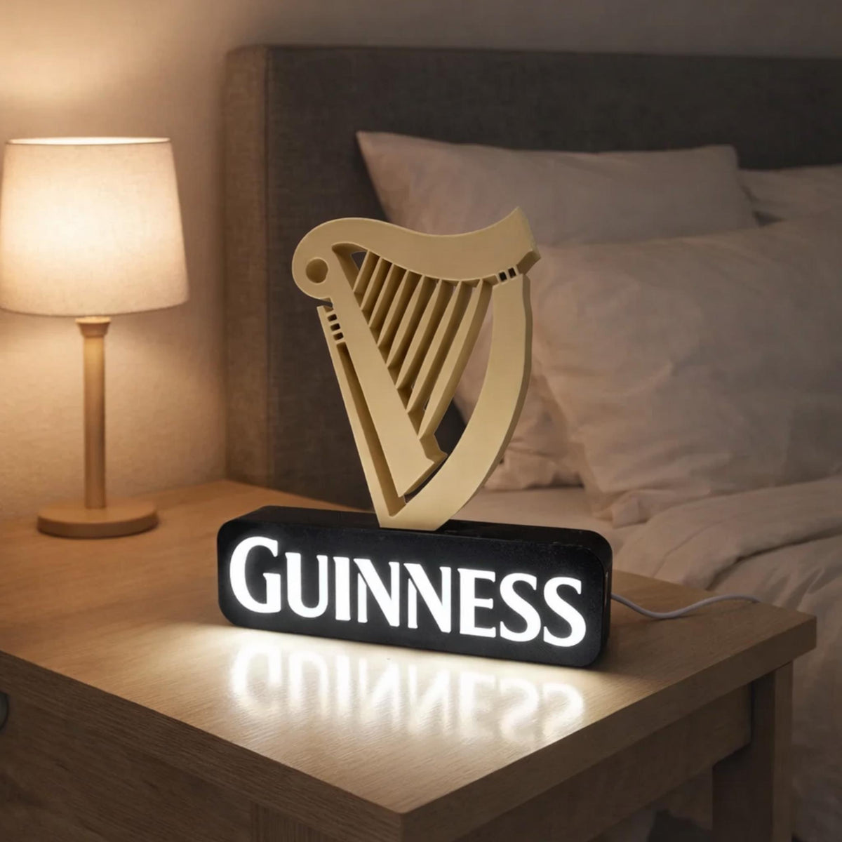 Irish Harp LED Bar Sign, Stout Inspired Light Up Display, Pub Style Desk Lamp, Man Cave Decor, Home Bar Gift, Night Light - StickShopUK