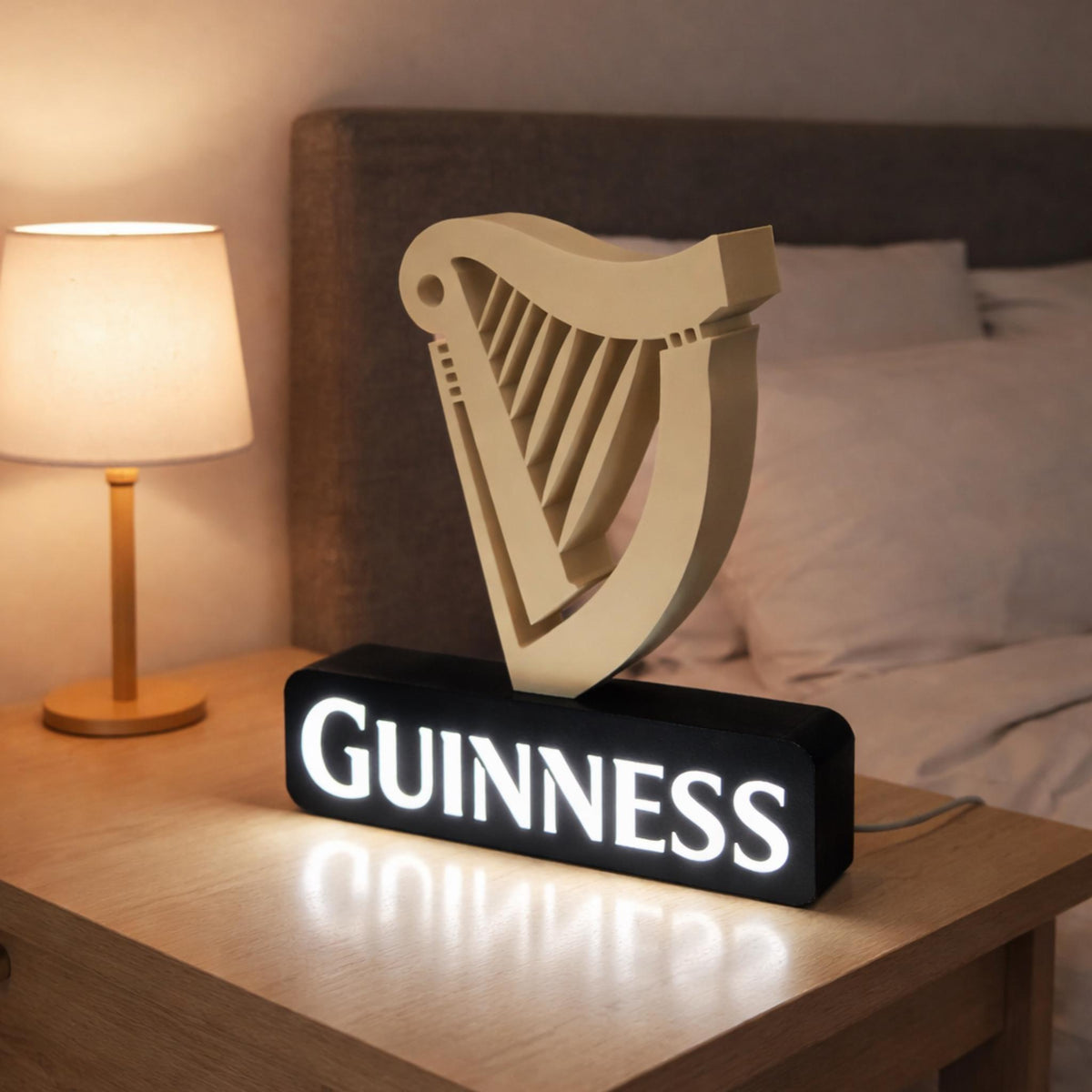 Irish Harp LED Bar Sign, Stout Inspired Light Up Display, Pub Style Desk Lamp, Man Cave Decor, Home Bar Gift, Night Light - StickShopUK