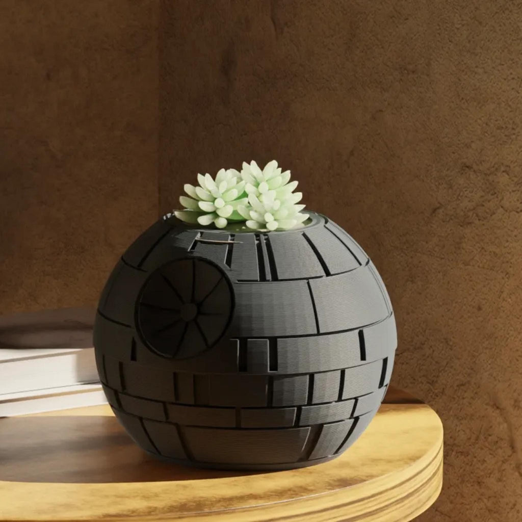 Space Station Plant Pot | Death Star Style Succulent Planter | Sci Fi Desk Decor | Mini Indoor Plant Holder | Nerd Gift - StickShopUK