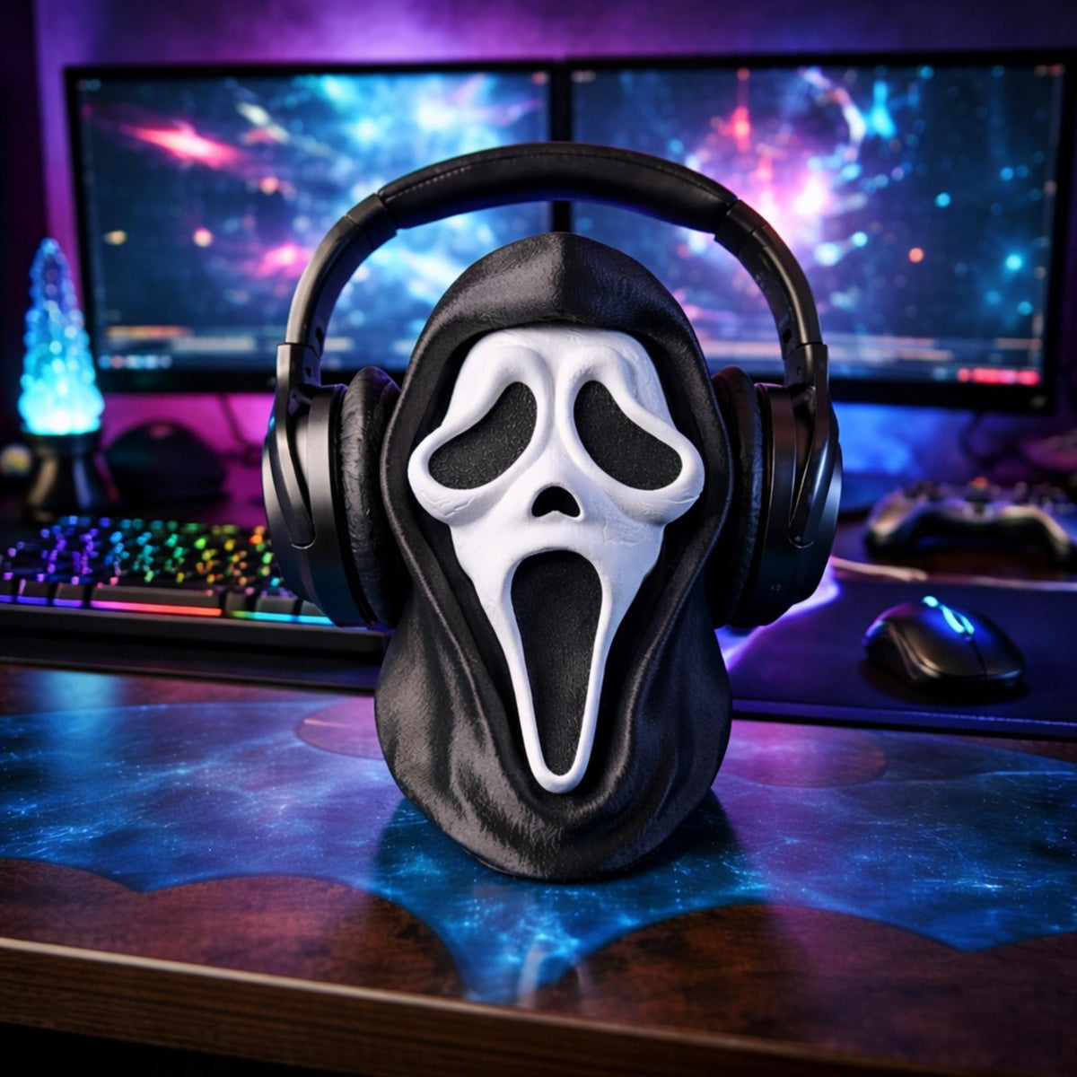 Horror Mask Headphone Stand – Scary Movie Inspired Headset Holder - StickShopUK