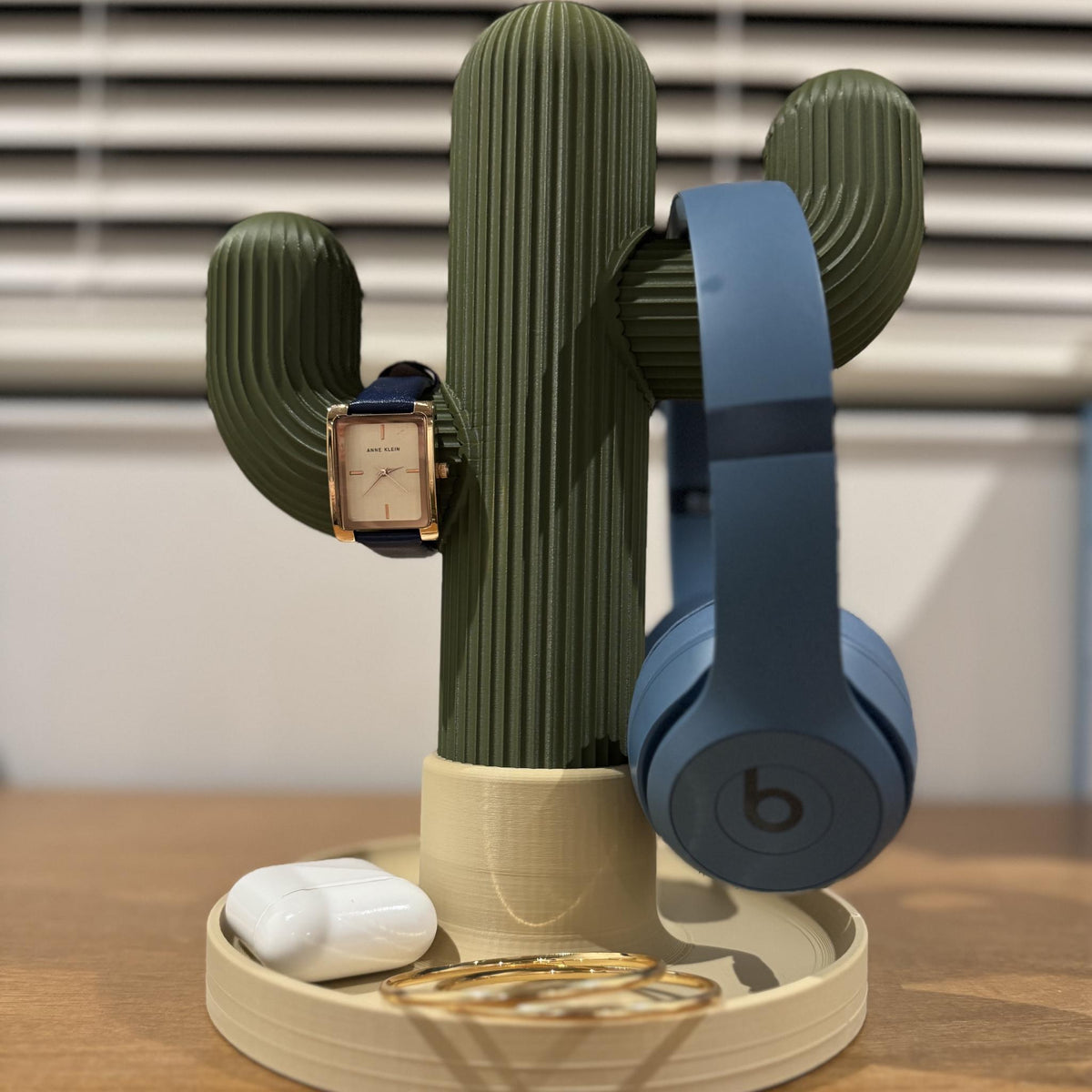 Modern Cactus Headphone Stand – Minimal Desk Headset Holder with Tray - StickShopUK