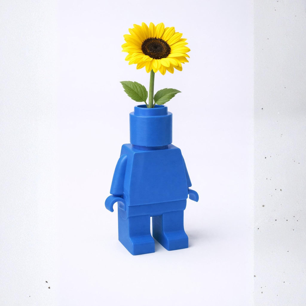 Brick Figure Flower Vase, Toy Inspired Mini Planter, Cute Desk Decor, Quirky Home Ornament, Gift for Plant Lovers - StickShopUK