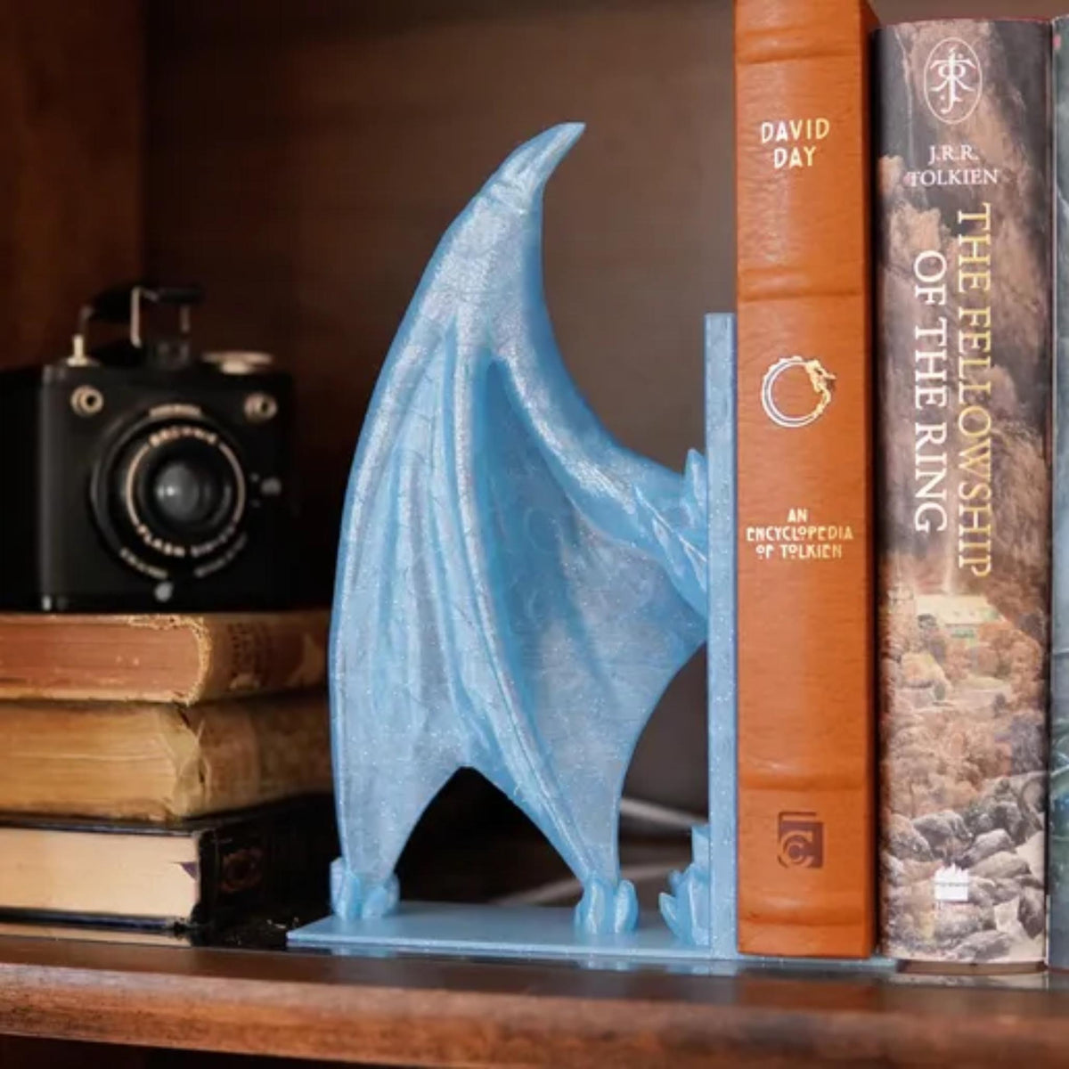 Crystal Wings Bookends, Fantasy Dragon Wing Book Holder, Gothic Shelf Decor, Book Lover Gift, Desk Library Decor - StickShopUK