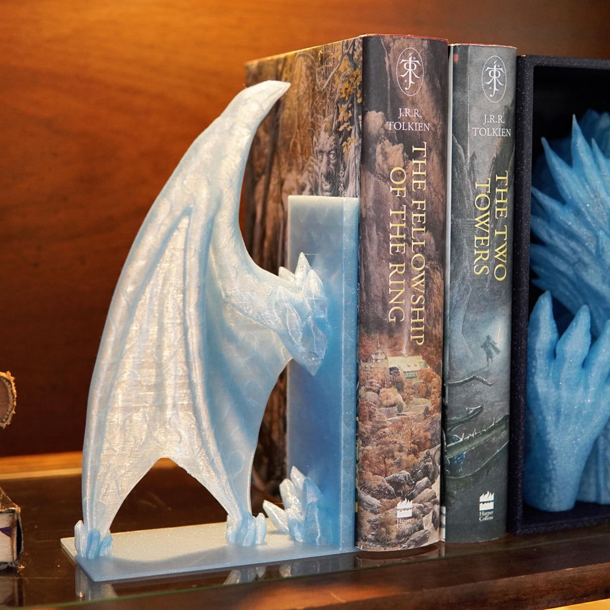 Crystal Wings Bookends, Fantasy Dragon Wing Book Holder, Gothic Shelf Decor, Book Lover Gift, Desk Library Decor - StickShopUK