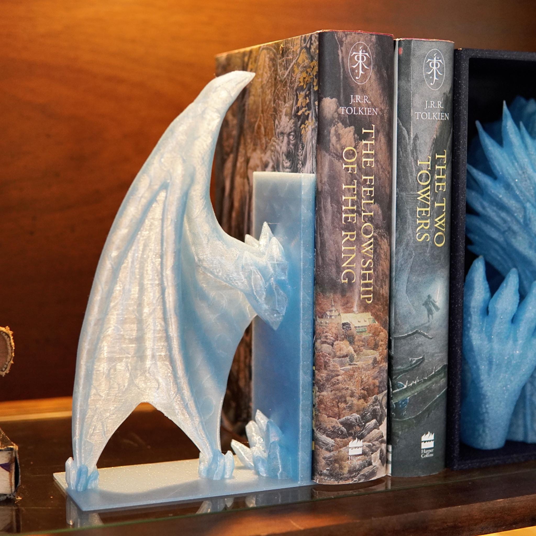 Crystal Wings Bookends, Fantasy Dragon Wing Book Holder, Gothic Shelf Decor, Book Lover Gift, Desk Library Decor - StickShopUK