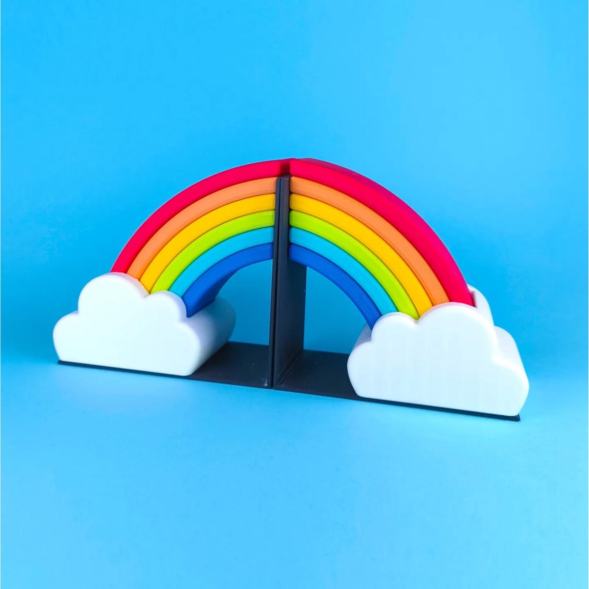 Rainbow Bookends Set – Colourful Cloud Shelf Decor – Cute Nursery Book Holder – Kids Room & Classroom Bookend Gift - StickShopUK