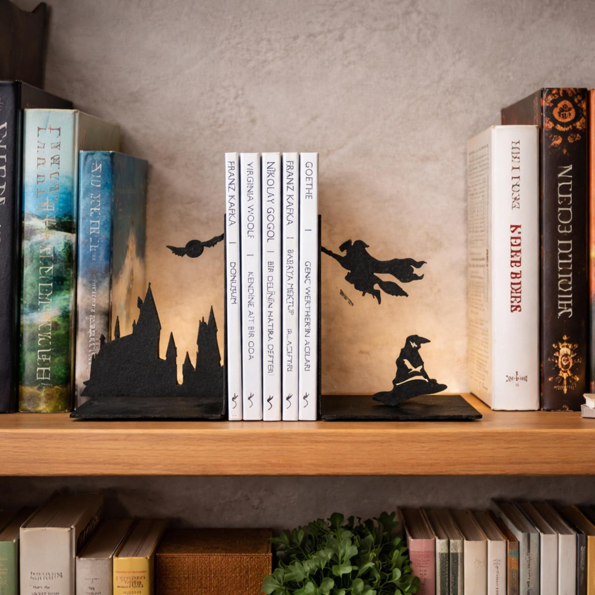 Wizard Castle Bookends Set, Magical Silhouette Book Ends, Fantasy Shelf Decor, Gothic Library Holder, Book Lover Gift - StickShopUK