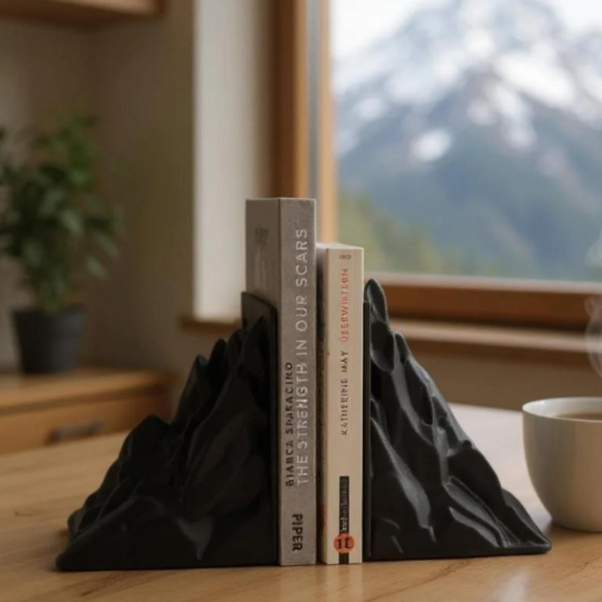 Mountain Bookends Set – Minimalist Peak Shelf Decor – Modern Book Holder for Home Office – Cabin & Nature Inspired Bookend Gift - StickShopUK